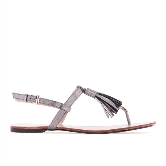 Metallic Silver Tassel Sandals - Picture 2 of 3
